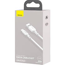 Кабель Baseus Simple Wisdom Cable USB to Type-C Kit 5A 1.5m 2PCS-Set TZCATZJ-02 White, фото 3