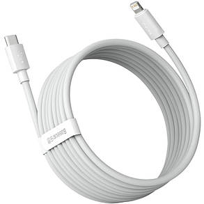 Кабель Baseus Simple Wisdom Cable Type-C to Lightning Kit 5A 1.5m 2PCS-Set 1.5m TZCATLZJ-02 White, фото 2