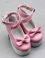 Кукольные туфли на каблуке для куклы 55-60 см BJD 1/3, подошва 7,8 см Розовый