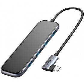 Мультипортовий адаптер USB Хаб Baseus Multi-Functional Type-C Male 4 USB3.0 CAHUB-EZ0G Grey