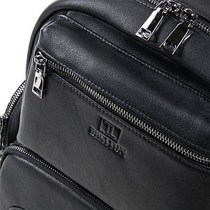 Великий чоловічий шкіряний рюкзак BRETTON 35*39*17см (BE k1650-3 black), фото 2