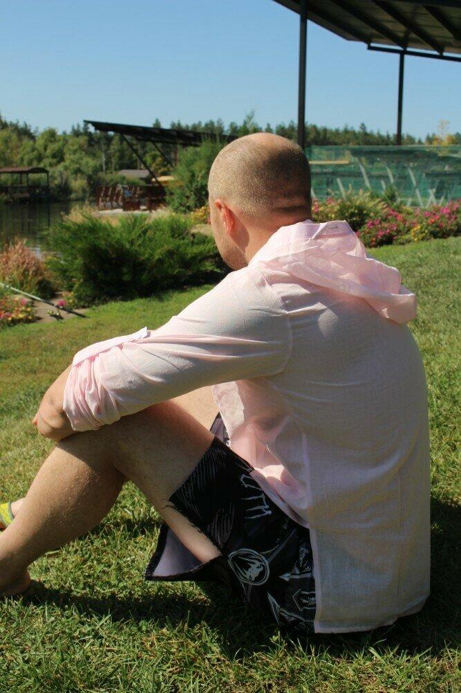 Тонка чоловіча сорочка з капюшоном із батисту. ХС-12ХЛ. Колір в асортименті