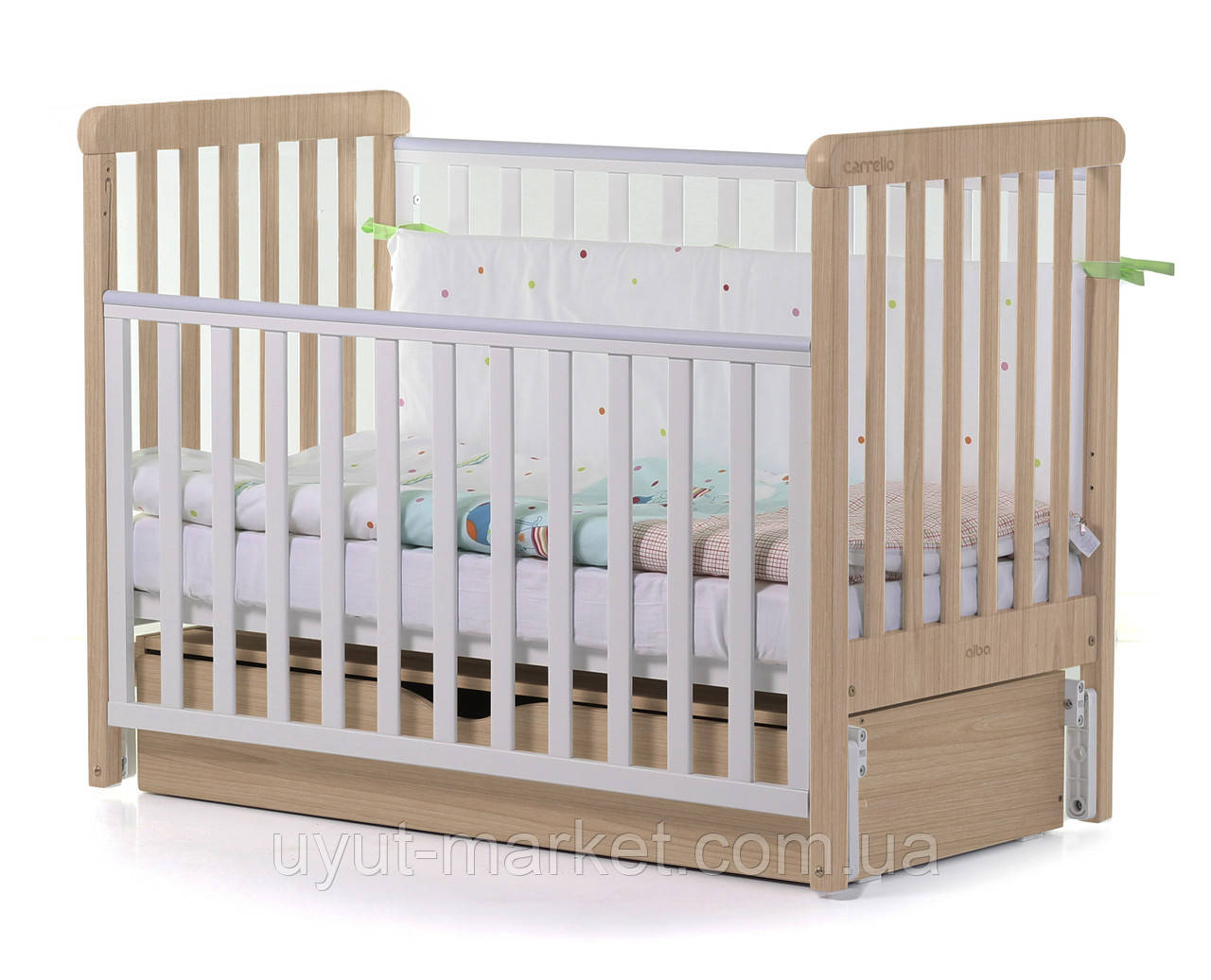 Дитяче ліжечко бук, CARRELLO Alba короб маятниковий механізм 120х52,3х21,6см