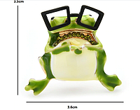 Брошь брошка металлическая жаба лягушка в очках