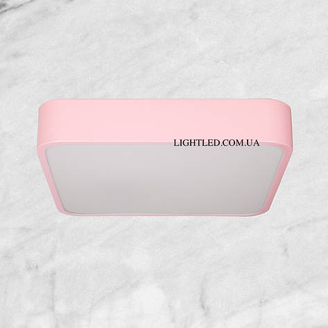 Рожева 40см квадратна світлодіодна люстра з пультом (52-L70 pink), фото 2