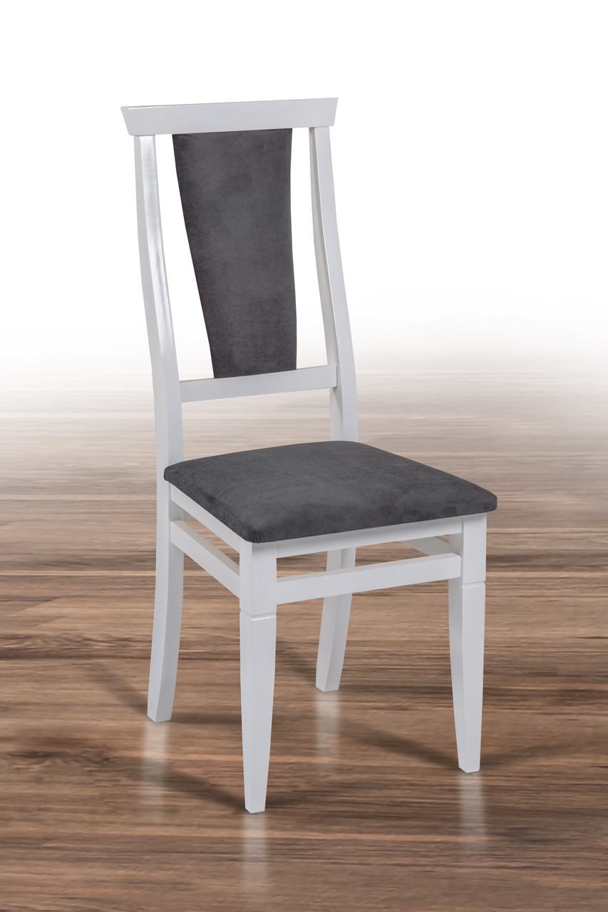 Стул деревянный Чумак мягкий белый,мягкое сиденье серый - фото 1 - id-p1372937855