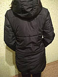 Жіночий пуховик весняний куртка жіноча подовжена пуховик жиноча довжина 95 см колір чорний хакі, фото 7
