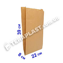 Паперові пакети саше для їжі бурі 220х80х390 (уп-100шт)