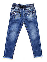 Штани джинсові для дівчаток на резинці на зростання від 92 до 122 см модель