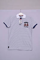 Лп-241Теніска - поло, футболка для хлопчика Білий з синім,  розмір 170 та 176
