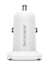 Автомобільний зарядний пристрій в прикурювач Borofone BZ12A 2xUSB 18 Вт Швидка зарядка 3.0 Білий, фото 5