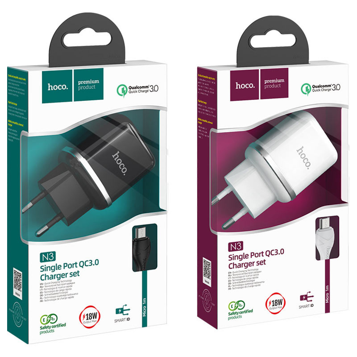 Мережевий зарядний пристрій Hoco N3 Special single Micro 1 USB QC 3.0 18 W 3 A Швидке заряджання