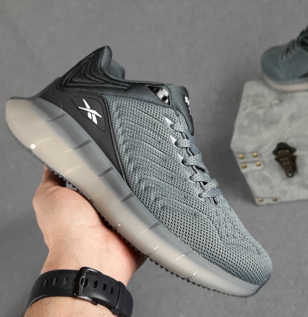 Чоловічі кросівки Reebok Zig Kinetica весняні весна літо в сітку сірі  Живе фото. топ, фото 1