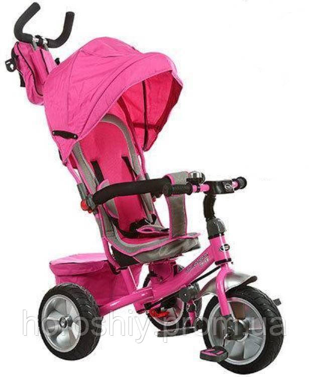 Триколісний велосипед коляска дитячий для дівчинки від 10 місяців з батьківською ручкою з козирком Рожевий Profi