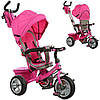 Триколісний велосипед коляска дитячий для дівчинки від 10 місяців з батьківською ручкою з козирком Рожевий Profi, фото 4
