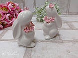 Статуетка із кераміки "Кролик з квітами" h 10 см, фото 10
