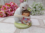 Статуетка із кераміки "Кролик з дівчинкою" h 11 см, фото 7