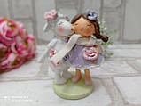 Статуетка із кераміки "Вівця з дівчинкою" h 11 см, фото 7