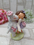 Статуетка із кераміки "Вівця з дівчинкою" h 11 см, фото 4