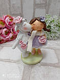 Статуетка із кераміки "Вівця з дівчинкою" h 11 см, фото 3