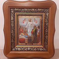 Ікона Спіння Пресвятої Богородиці, лік 10х12 см, у світлому дерев'яному кіоті