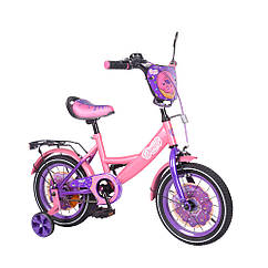Велосипед дитячий двоколісний 14" від 3 років для дівчинки з TILLY Donut з приставними коліщатками