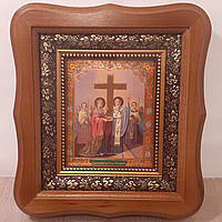 Икона Воздвижение Креста Господня, лик 10х12 см, в светлом деревянном киоте