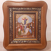 Икона Вознесение Господне, лик 10х12 см, в светлом деревянном киоте