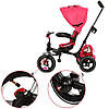 Рожевий триколісний велосипед коляска для дівчинки від 10 місяців з батьківською ручкою з козирком Profi, фото 4