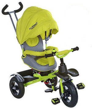 Триколісний велосипед для дітей від 10 місяців з батьківською ручкою Зелений велосипед-коляска