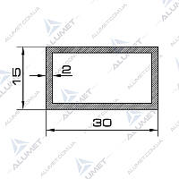 Труба алюмінієва 30х15х2 мм прямокутна анодована БПЗ-0441