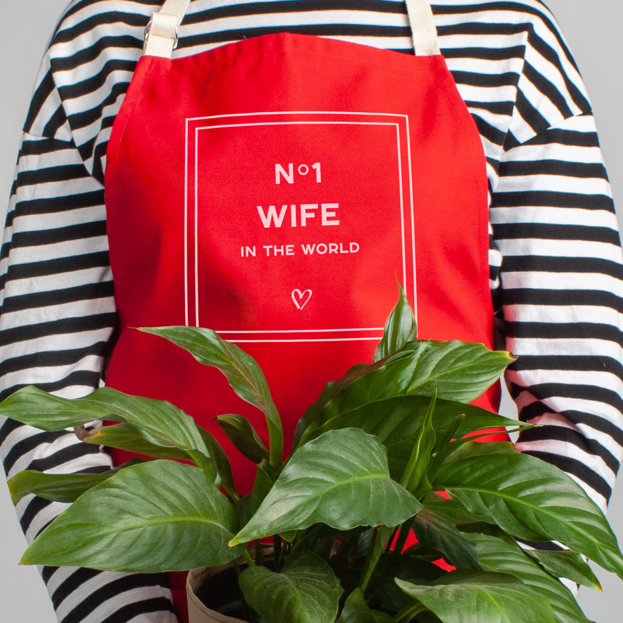 Фартух "Wife №1 in the world" | фартух з написом для дружини, подарунковий, бавовна
