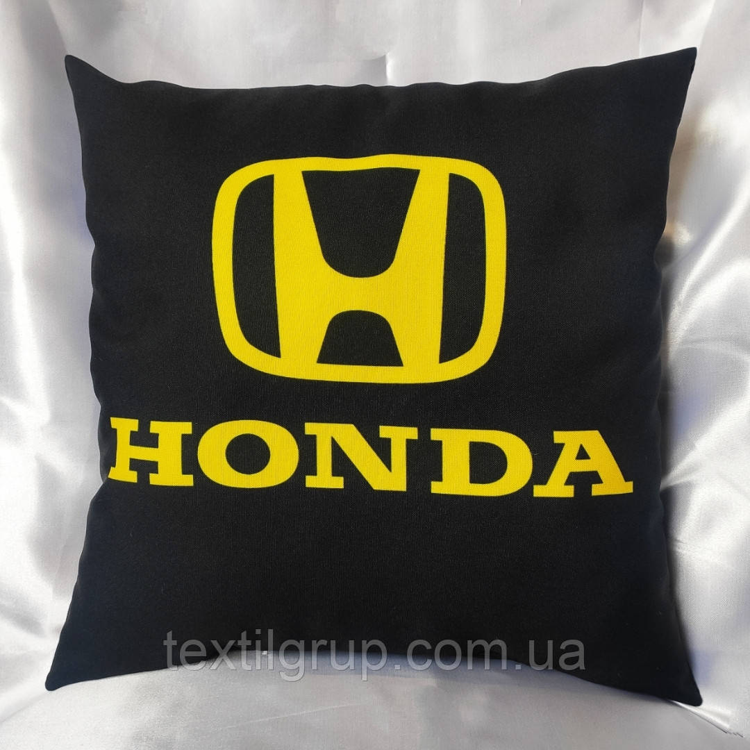 Подушка подарунок автомобільна в машину з логотипом Honda, фото 1