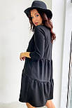 Стильне чорне плаття розкльошене трикотажна тканина під вельвет, розміри S-M/L-XLxthyjt cnbkmyjt gkfnmtcnbkm, фото 2