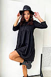 Стильне чорне плаття розкльошене трикотажна тканина під вельвет, розміри S-M/L-XLxthyjt cnbkmyjt gkfnmtcnbkm, фото 4