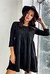 Стильне чорне плаття розкльошене трикотажна тканина під вельвет, розміри S-M/L-XLxthyjt cnbkmyjt gkfnmtcnbkm, фото 5