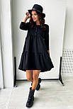 Стильне чорне плаття розкльошене трикотажна тканина під вельвет, розміри S-M/L-XLxthyjt cnbkmyjt gkfnmtcnbkm, фото 6