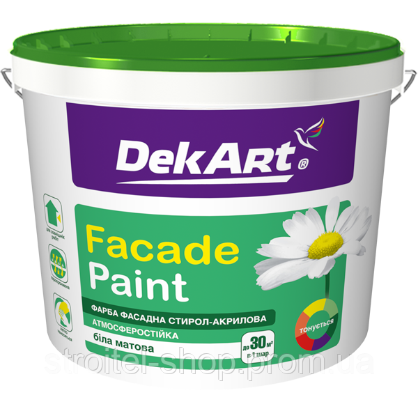 Фарба водно-дисперсійна фасадна Faсade Paint ТМ "DekART", 6,3 кг (біла)