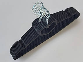 Плічка вішалки флоковані (оксамитові, велюрові) чорного кольору, довжина 41 см,в упаковці 10 штук, фото 3