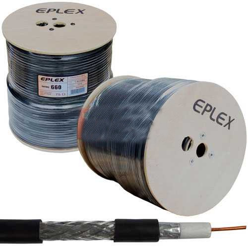 RG-6 EPLEX, F660BV коаксіальний Кабель одножильний, CCS, 64%, чорний, 305м
