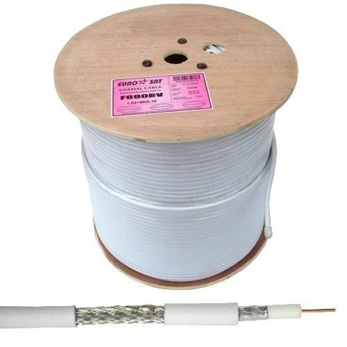 Кабель коаксичний RG-6 (F690BV) EUROSAT, одножирний, CCS, 96%, білий, 305м