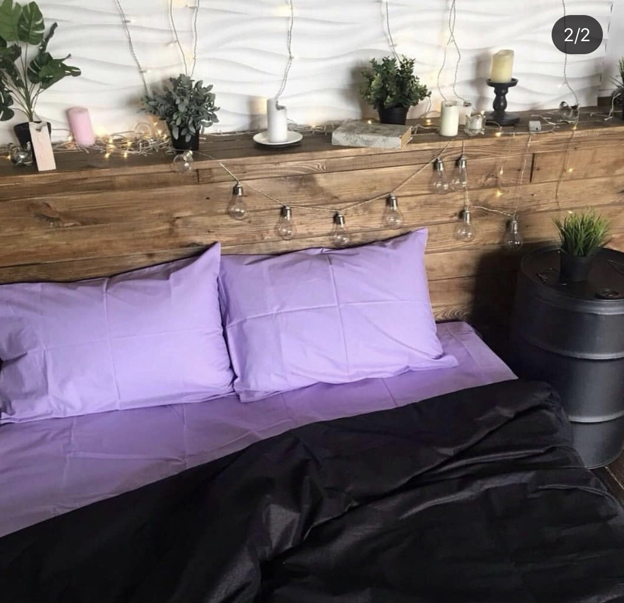 Постільна білизна бязь Чорно-лавандова, фото 1