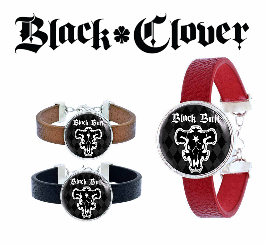 Браслет круглий Чорний Клевер "Logo" / Black Clover
