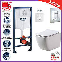 Унитаз подвесной Dusel Cubis DWHT10201030R + инсталляция Grohe. Комплекты подвесные унитазы с инсталляциями