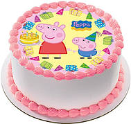 Вафельные картинки на детский торт и капкейки на День Рождения в Стиле "Свинка Пеппа"