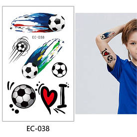 Флеш Тату, 12*8 См. Тимчасова. Перевідна. Дитячі. Набір, Футбол, М'Ячі, Футболісти, Футбол, Спорт, Ec-038