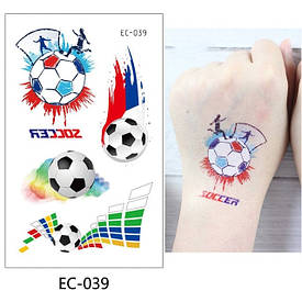 Флеш Тату, 12*8 См. Тимчасова. Перевідна. Дитячі. Набір, Футбол, М'Ячі, Футболісти, Футбол, Спорт, Ec-039