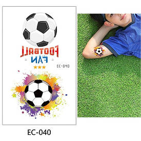 Флеш Тату, 12*8 См. Тимчасова. Перевідна. Дитячі. Набір, Футбол, М'Ячі, Футболісти, Футбол, Спорт, Ec-040