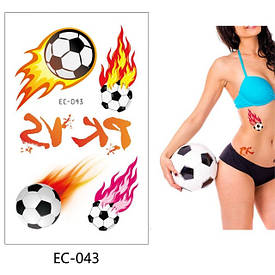 Флеш Тату, 12*8 См. Тимчасова. Перевідна. Дитячі. Набір, Футбол, М'Ячі, Футболісти, Футбол, Спорт, Ec-043