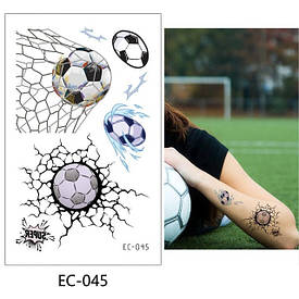 Флеш Тату, 12*8 См. Тимчасова. Перевідна. Дитячі. Набір, Футбол, М'Ячі, Футболісти, Футбол, Спорт, Ec-045
